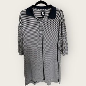 Footjoy FJ Polo Golf Men's XL Top Short Sleeve Stripes Dark Blue Lightweight ✅‎